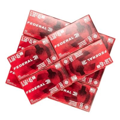 Federal brass case 5.56 with 55gr jacketed soft point projectiles for $0.64/rd currently here