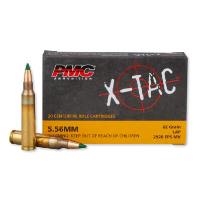 PMC brass case M855 5.56 with 62gr green tip steel tipped penetrator projectiles for $0.479/rd currently here