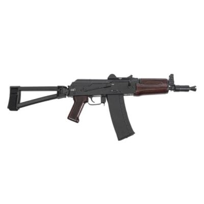 PSA Krink with 5.56 4150CMV nitrided barrel, 24mm booster muzzle device, hammer forged bolt/carrier/trunnion, plum gloss wood furniture, and side folding brace for $1,099 here