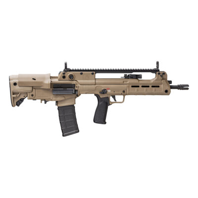Springfield Croatian made FDE Hellion bullpup with 16'' 5.56 CHF tapered profile barrel, 3 prong flash hider, MLOK forend, flip up sights, and ambi controls for $1,544 with code MRGUNSNGEAR currently here: