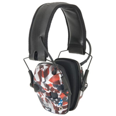 Howard Leight Impact electronic hearing protection with red white and blue finish for $29/pair currently here
