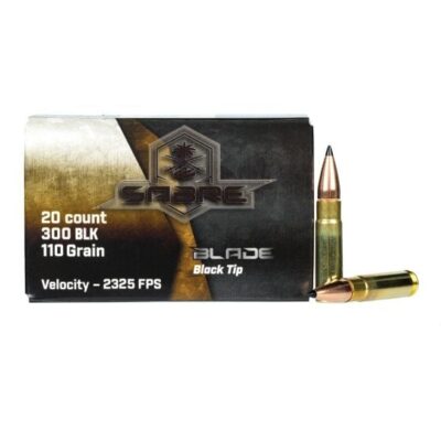 AAC SABRE series 300BLK with 110gr ballistic black tipped projectiles for $0.65/rd currently here