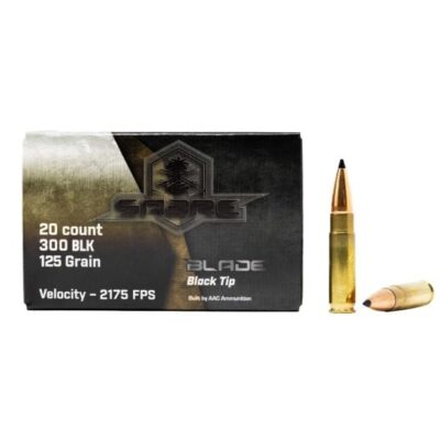 AAC SABRE brass case 300BLK with 125gr ballistic black tip projectiles for $0.65/rd currently here:
