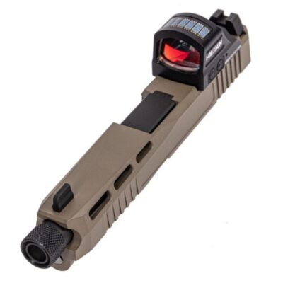 PSA complete FDE Dagger Glock compatible slide assembly with RMR pattern optics cut, Ameriglo suppressor height sights, threaded barrel, and Holosun 407C optic with 2-5 year battery life for $399 currently here