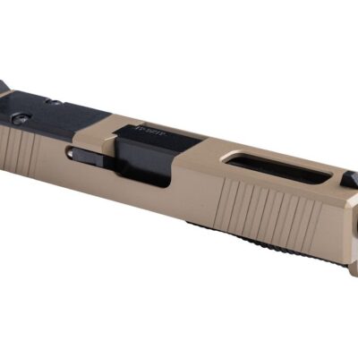Precision Defense complete Glock 19 compatible slide assembly with FDE cerakote finish, RMR pattern optic cut, and 416R nitrided threaded barrel for $159/ea currently here
