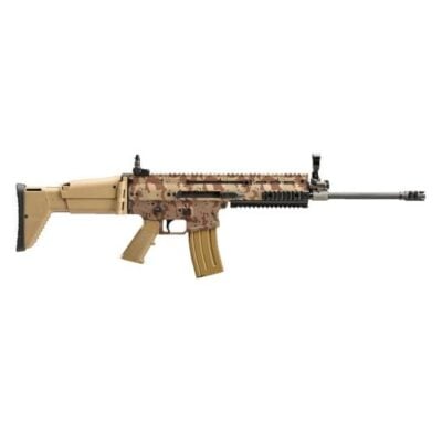 FN America SCAR16 with FDE camo finish, non reciprocating charging handle, 16'' 5.56 lightweight CHF chrome lined barrel, adjustable gas block, steel flip up iron sights, ambi safety, and side folding UGG boot adjustable stock for $2,699 currently here