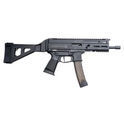Grand Power Stribog SP9A1 PCC with 8'' 9mm CHF nitrided threaded barrel, MLOK/1913 handguard, folding BUIS, side folding SB Tactical brace, and ambi safety for $699 currently here