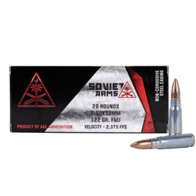 Soviet Arms American made steel case 7.62x39 with "Steel Sabre Slick Silver Casing" for $0.47/rd currently here