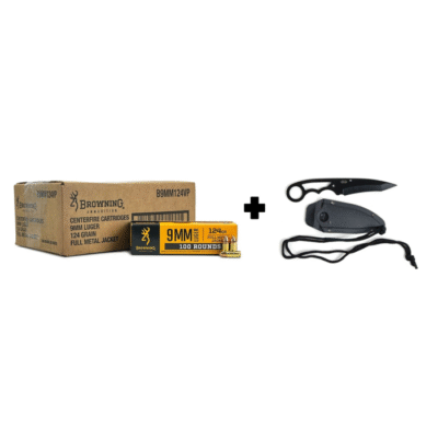 Browning brass case 9mm with 124gr projectiles plus a 3.5'' Master USA fixed blade knife for $0.229/rd shipped with code "SPRINGFS25" currently here: