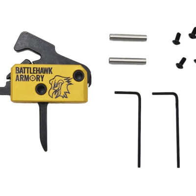 BHA drop in AR15/AR10 match trigger with crisp single stage 3.5lb break, flat shoe, and anti-walk pins for $79/ea currently here: