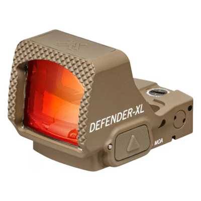Vortex FDE Defender XL red dot optic with large window, 5 MOA dot, Delta Point footprint, shake awake/auto off, 25,000 hour battery life, top mounted battery, and lifetime warranty for $279/ea *shipped* (add to cart for price) currently here: