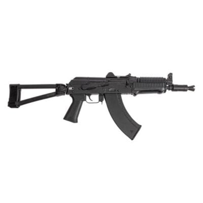 Soviet Arms "Krink" with 8.4'' 7.62x39 nitrided threaded barrel, booster muzzle device, enhanced safety, hammer forged bolt/carrier/trunnion, JMAC side folding adapter, and triangle brace for $1,199 currently here