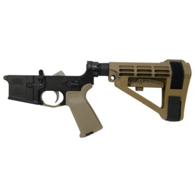 PSA AR15 complete AR15 pistol lower receiver with FDE SB Tactical adjustable brace, Magpul grip/trigger guard, and NiB EPT trigger for $179 currently here: