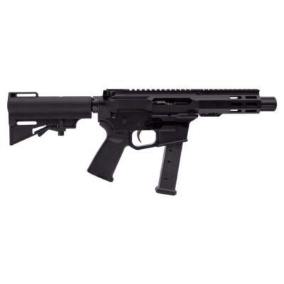 PSA AR9 with 4'' 9mm nitrided threaded barrel, flash can, 5'' MLOK handguard, Glock magwell, Magpul grip, and H&R brace for $499 currently here