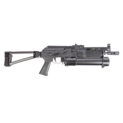 PSA AK-V Stizon with standard capacity 55gr helical magazine, 9.75'' nitrided threaded barrel, dust cover with optics rail, enhanced safety, and side folding brace for $1,299 currently here: