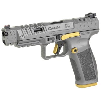 Canik 18+1 optics ready gray cerakoted SFX Rival with adjustable match rear sight with fiber optic front sight, removable magwell, 5'' CHF nitrided barrel, excellent flat aluminum shoe trigger for $499 (use email for price button) here