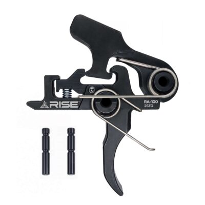 Rise Armament drop in RA100 two stage AR15/AR10 match trigger made out of S7 steel with 2lb first stage take up and 2.5lb second stage break for $69/ea (add to cart for price) currently here