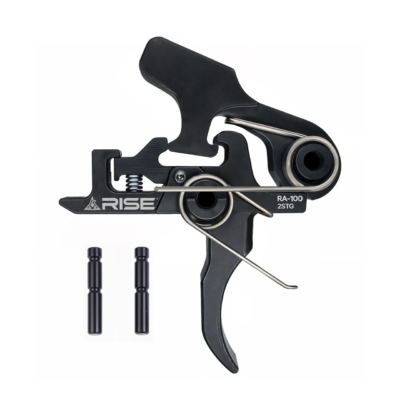 Rise Armament drop in RA100 two stage AR15/AR10 match trigger made out of S7 steel with 2lb first stage take up and 2.5lb second stage break for $69/ea (add to cart for price) currently here