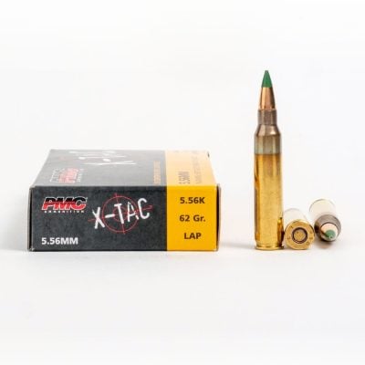 PMC brass case 5.56 with 62gr green tip M855 projectiles for $0.447/rd shipped with code MRGUNSNGEAR here