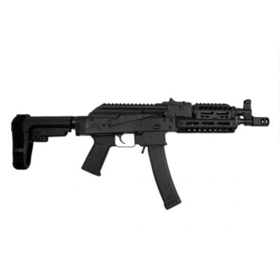 PSA AK-V with 9mm nitrided threaded barrel, muzzle brake, MLOK/1913 aluminum handguard, CZ pattern magwell and magazine, 1913 hinged top cover, Magpul grip, and SBA3 adjustable brace for $899 currently here