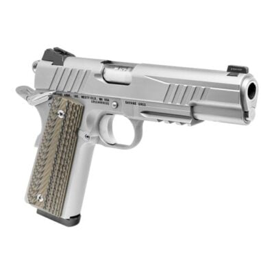 Savage Arms 8+1 45ACP stainless 1911 with Night Fision tritium front sight, ambi safety, G10 grips and light rail for $799 currently here