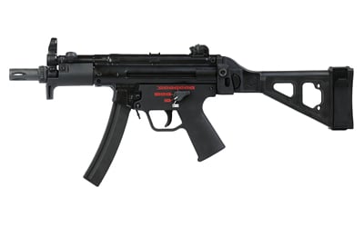 MKE produced AP5-P NAVY H&K MP5K roller delayed clone made on factory H&K machinery with CHF chrome lined fluted threaded tri-lug barrel, ambi extended safety, Navy salt water finish, and SB Tactical side folding brace for $1,394 (add to for price) currently here
