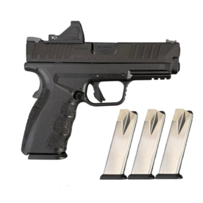 Springfield 16+1 Mod4 XD with 4x magazines, flat-ish trigger, fiber optic front sights, and Viridian green dot optic for $399 currently here