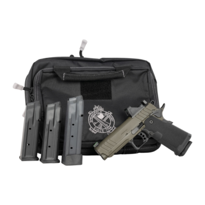 Springfield 17/20+1 Prodigy 2011 with tungsten cerakote finish, 4.25'' Commander slide/barrel, fiber optic front sight, Viridian green dot optic, padded range bag, and 4x magazines for $1,199 currently here