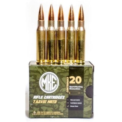 MKE brass case 7.62x51 (308) NATO spec M80 for $0.84/rd (add to cart for price) currently here