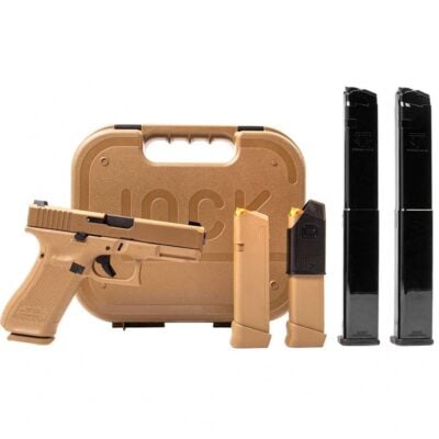Glock FDE Gen V 17/19/40+1 19X with night sights, 5x magazines, and an Outlier Backdraft suppressor (you get a code for free suppressor after purchase) for $596 currently here: