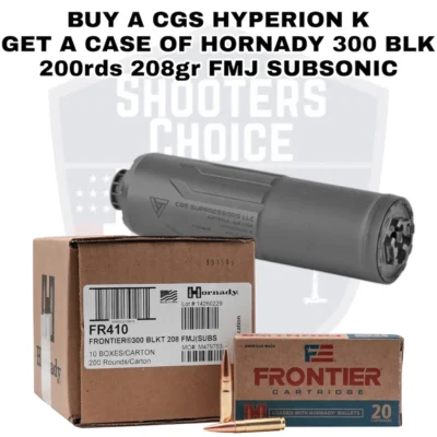CGS full auto rated lightweight titanium Hyperion K 30 cal suppressor plus 200 rounds of subsonic Hornady 300BLK for $679 shipped currently here