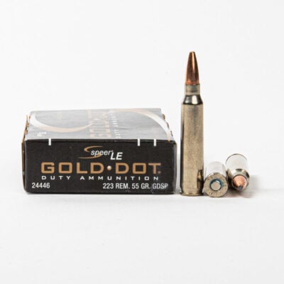 Speer nickel plated brass case 223 with 55gr Gold Dot projectiles for $0.80/rd & orders over $149 ship free currently with code "GFS149PLUS" here