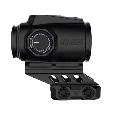 Swampfox Raider 1x prism optic with etched illuminated red reticle and 1-3 year battery life for $139 currently here